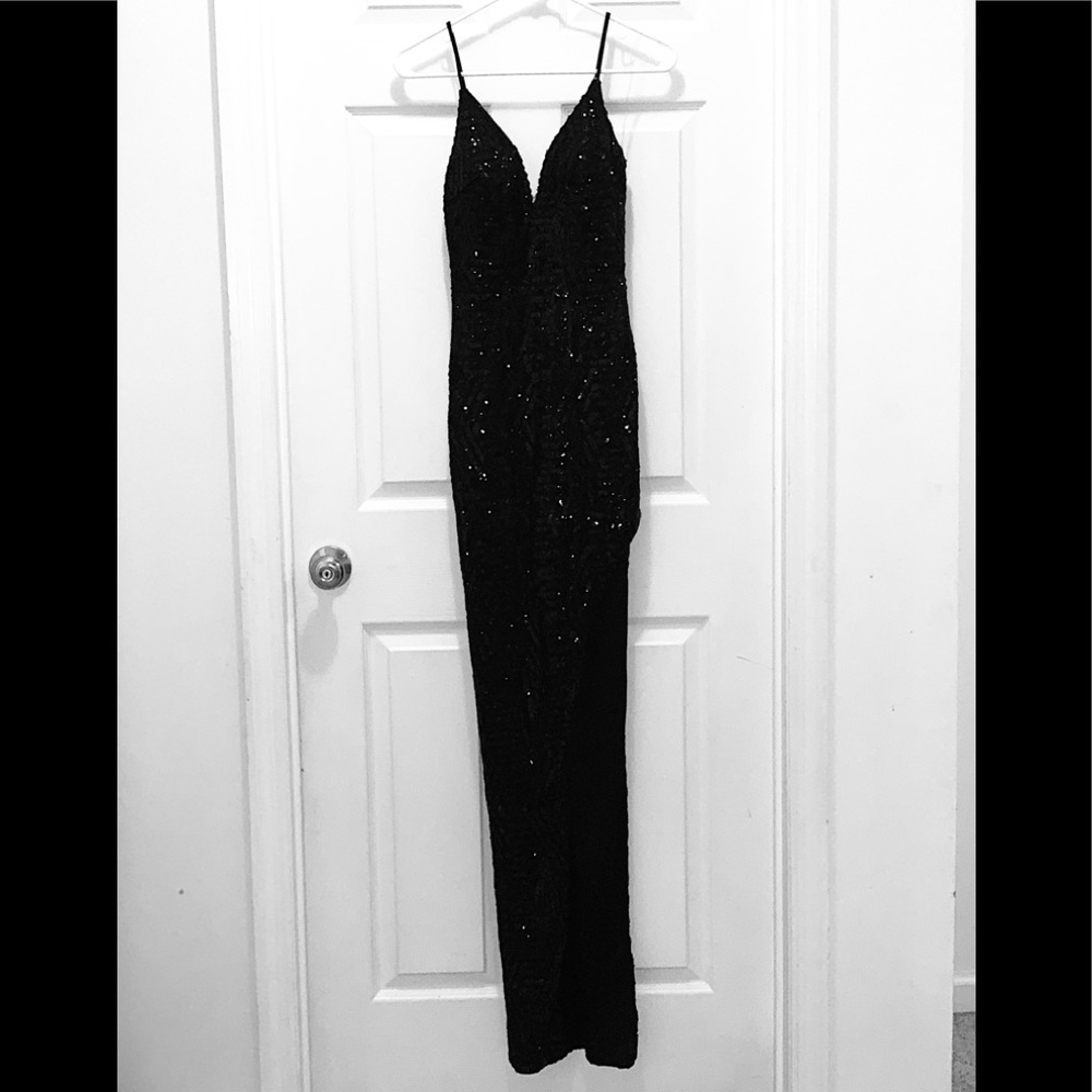 Black long sequin dress